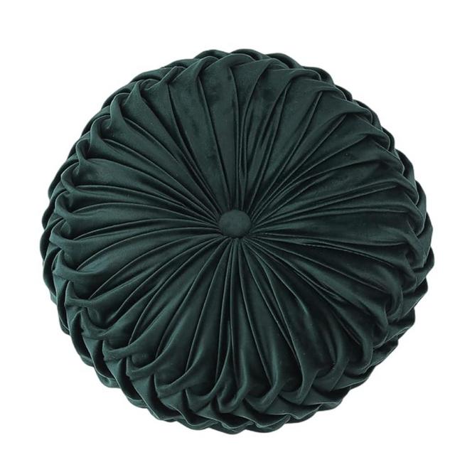 Baiyuruodie Round Velvet Pillow, Sofa Bed Bedroom Decorative Throw Pillow (38cm, Dark Green)