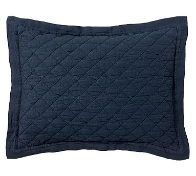 Belgian Linen Diamond Quilted Sham, Standard, Midnight