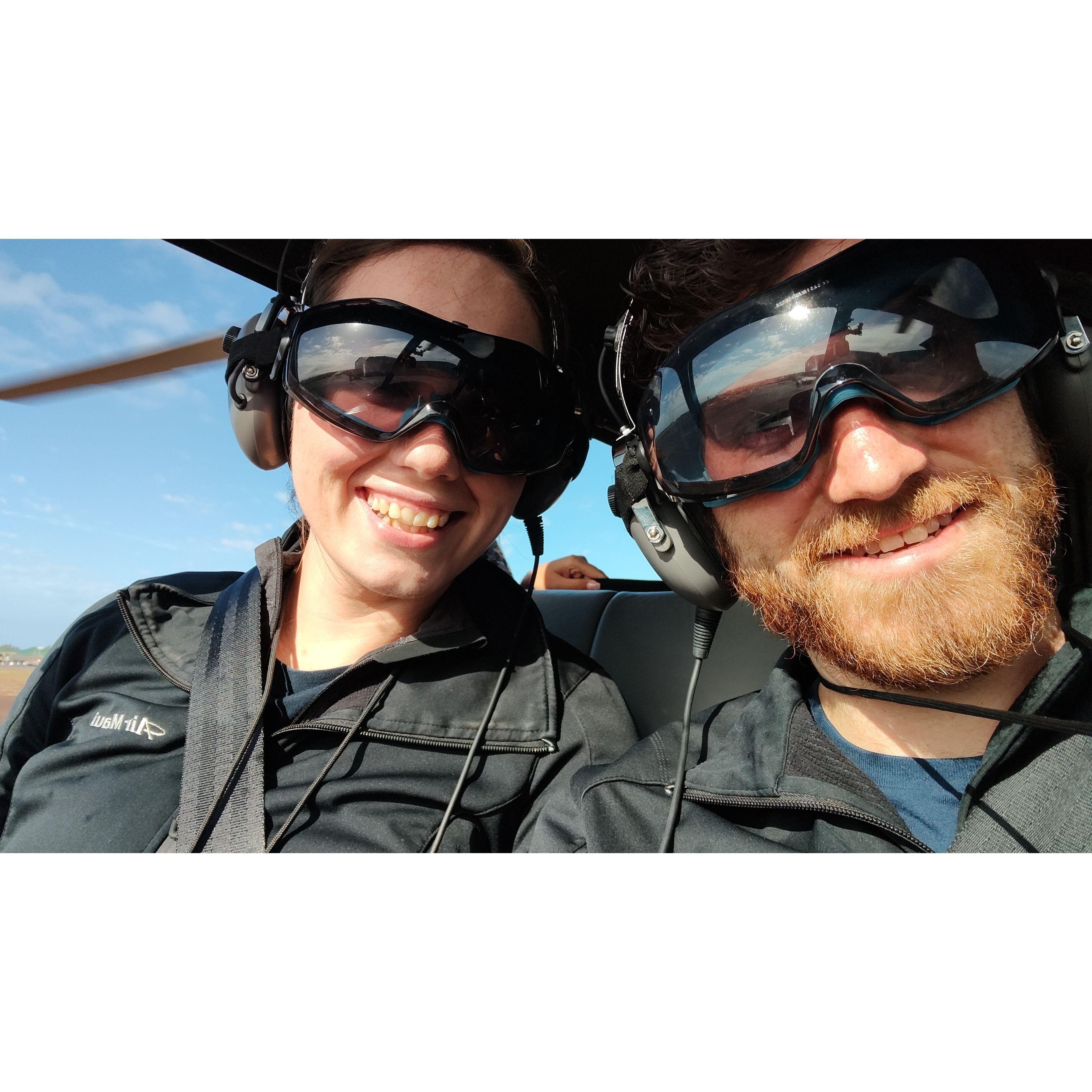 Helicopter ride around Maui and Molokai.