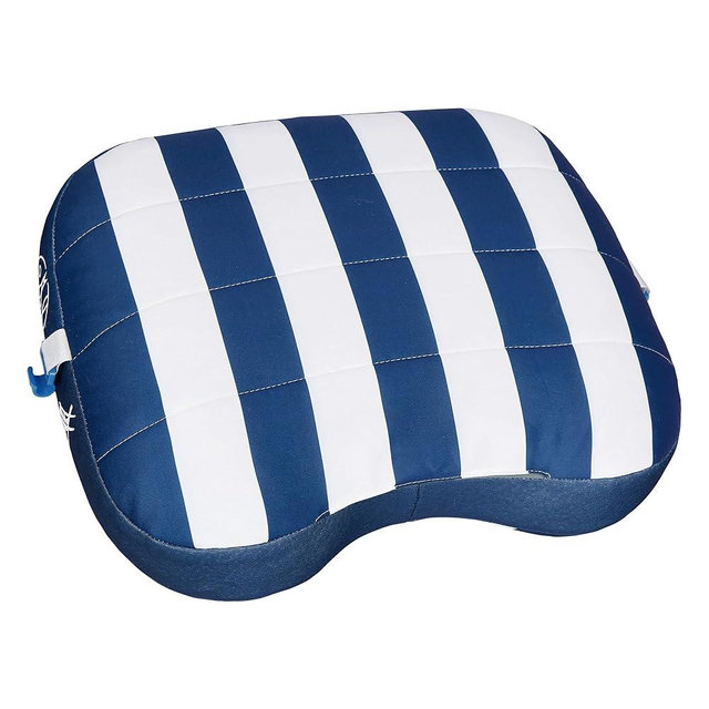Ballast Beach Pillow – Comfy, Durable & Compact, Stays Put on Windy Beaches with Patented Sand Pouch, Inflatable Pillow for Beaches, Pools, Camping, Festivals and Travel (Blue Stripes)