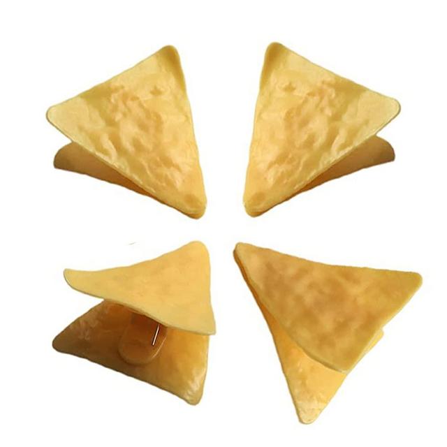 Bag Clips Potato Chip Shaped Plastic Sealer Clips for Food Home Office, 4 Pack, Triangle