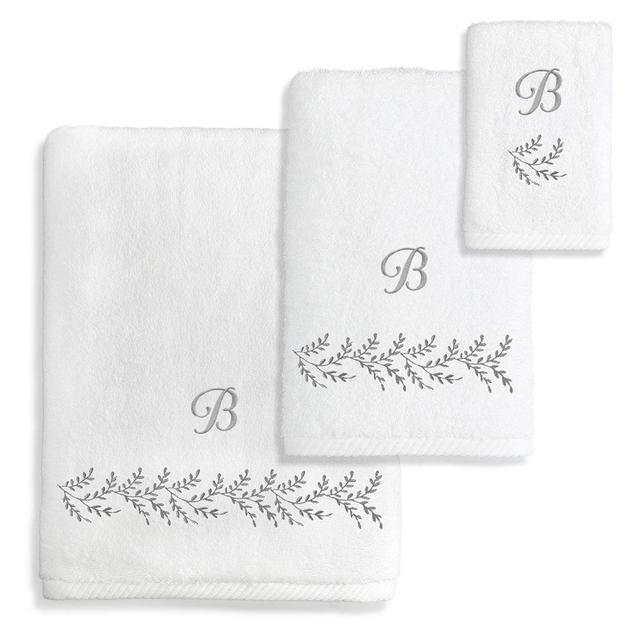 Autumn Leaves Turkish Cotton Bath Towel in White/Grey