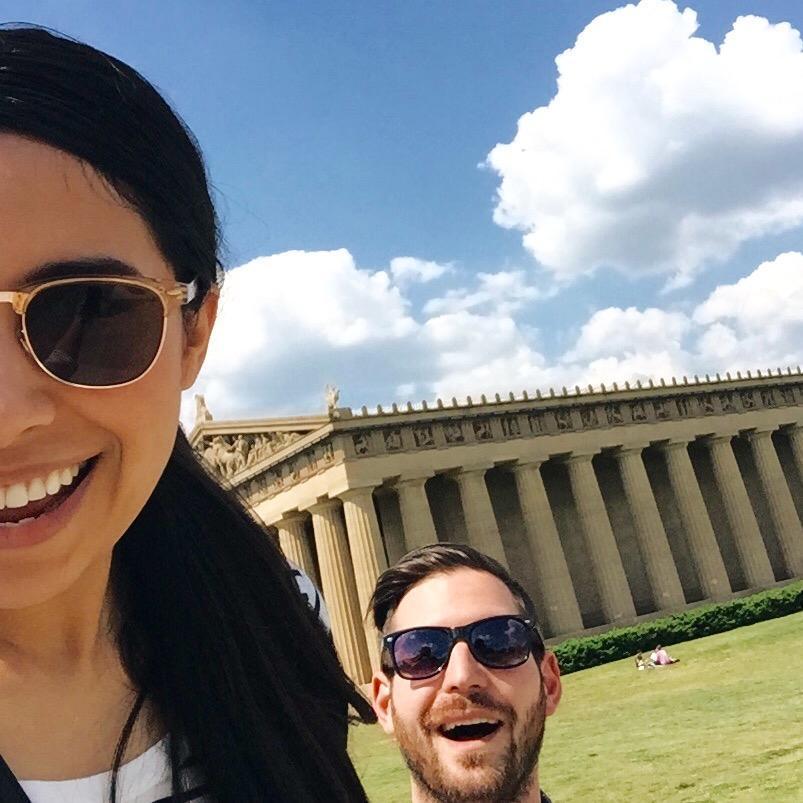 Our first road trip as a couple – stopped by the Parthenon in Kentucky. We didn't know yet that we'd see the original in just a few years.