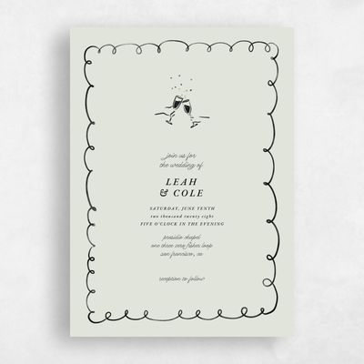 Sage Mist, Green Wedding Invitation - Colmar Portrait