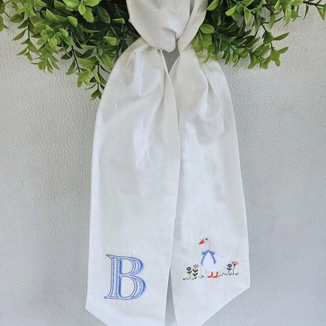 Monogram Wreath Sash, Spring Wreath Sash, Easter Wreath Sash, Spring Decor, Front Door Decor, Custom monogram door decor. Mother's Day Gift for Her (Goose)