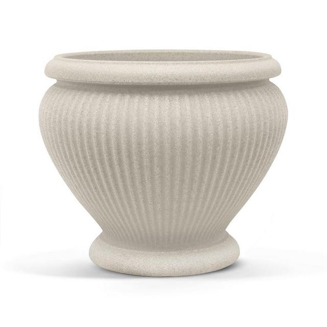 ARBORA 18" Cannes Urn Polyresin Indoor and Outdoor Planter with Classic Cream Finish - Durable, Weatherproof, Lightweight, Large Plant Pot for Patio, Garden, Deck, Entryway