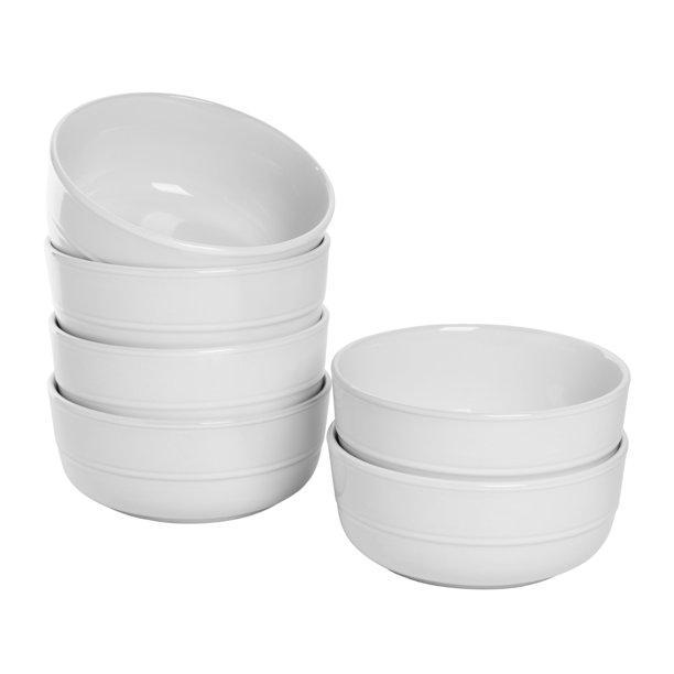 10 Strawberry Street Double Line 6.25"/24 oz Cereal Bowl, Set of 6, White