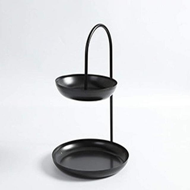 2 Tier Decoration Fruit Bowl - Banquet Kitchen Counter Party Home Essentials Bread Banana Apple Home Decor Farmhouse Salad Fruit Platefruit basket (hanging black)