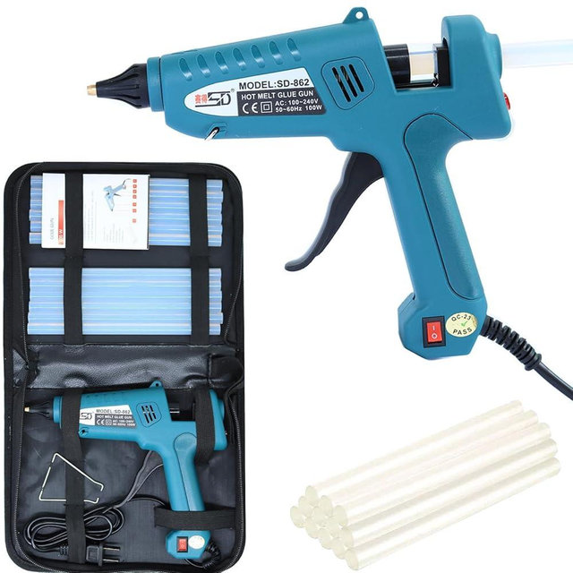 LEBACUTE Hot Glue Gun Set 100W, Professional Melt Glue Gun kit Full Size Anti Scalding Design Heavy Duty with 12 Pcs Premium Glue Sticks and 1 Kit Bag