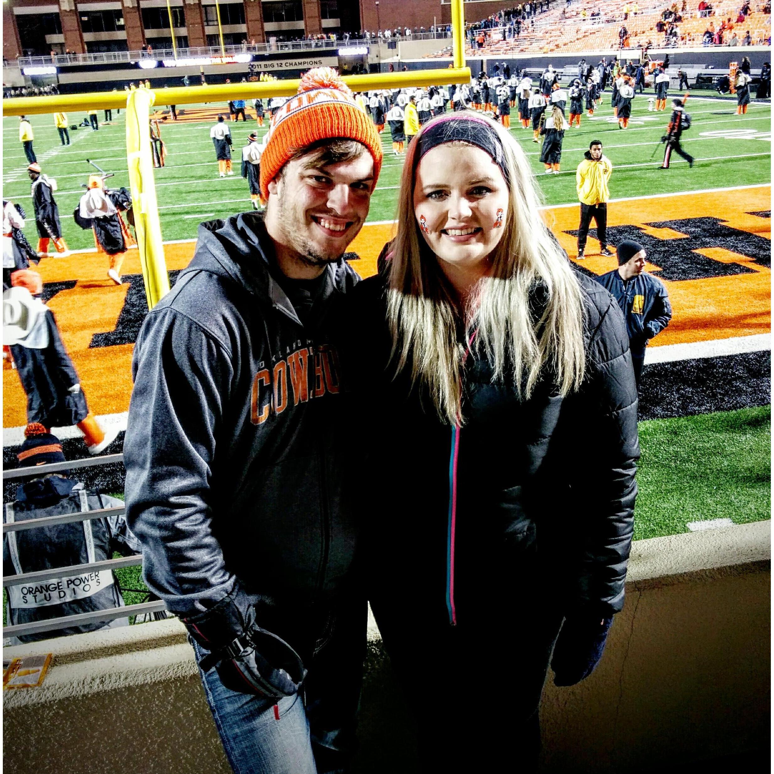 At a freezing OSU football game in November 2014