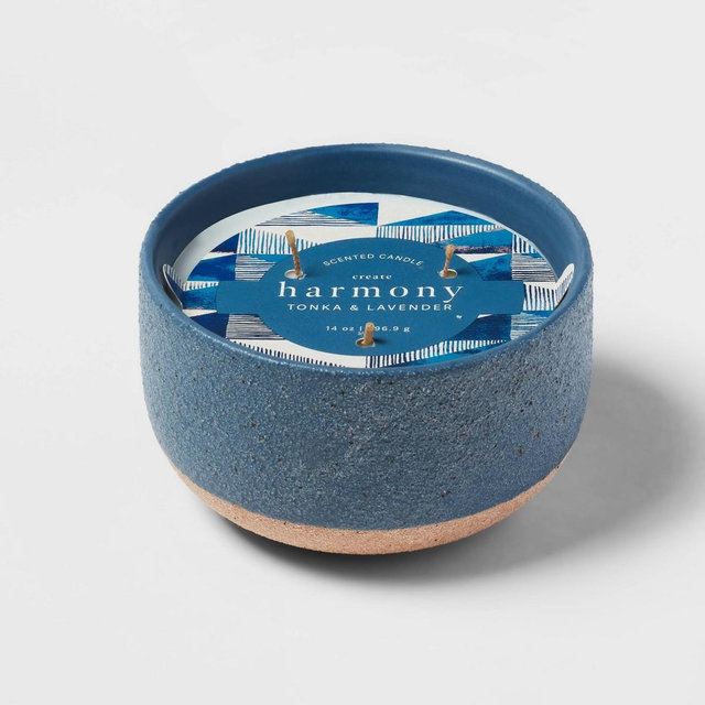 14oz Ceramic Candle with Exposed Bottom Lavender & Vetiver Light Blue - Threshold™