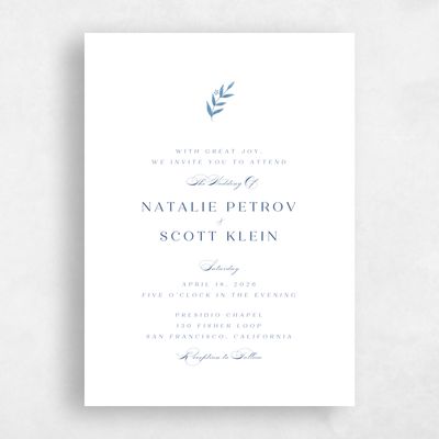 Blue Standard Wedding Invitation - Kitts Script