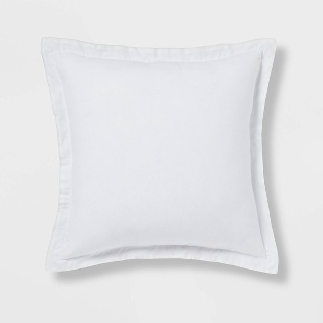 Euro Cotton Linen Blend Chambray Decorative Throw Pillow White - Threshold™