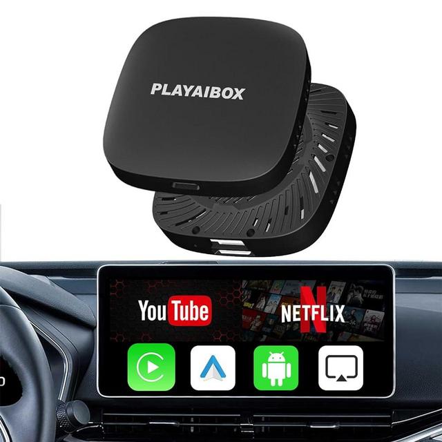 PLAYAIBOX Wireless Carplay Adapter for Cars,4in 1 Magic Box 2.0 Wireless Control Carplay Adapter,Carplay Smart Ai Boxfor iPhone,Wireless Android Auto Carplay Adapter,Support Netflix/YouTube