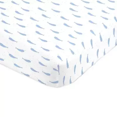NoJo® Narwhal Fitted Mini Crib Sheet in Blue