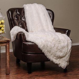 Chanasya Super Soft Long Shaggy Chic Fuzzy Fur Faux Fur Warm Elegant Cozy With Fluffy Sherpa Off White Microfiber Throw Blanket (50" x 65") - Solid Shaggy Off White