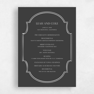 Dark Charcoal, Grey Wedding Program - Alpino