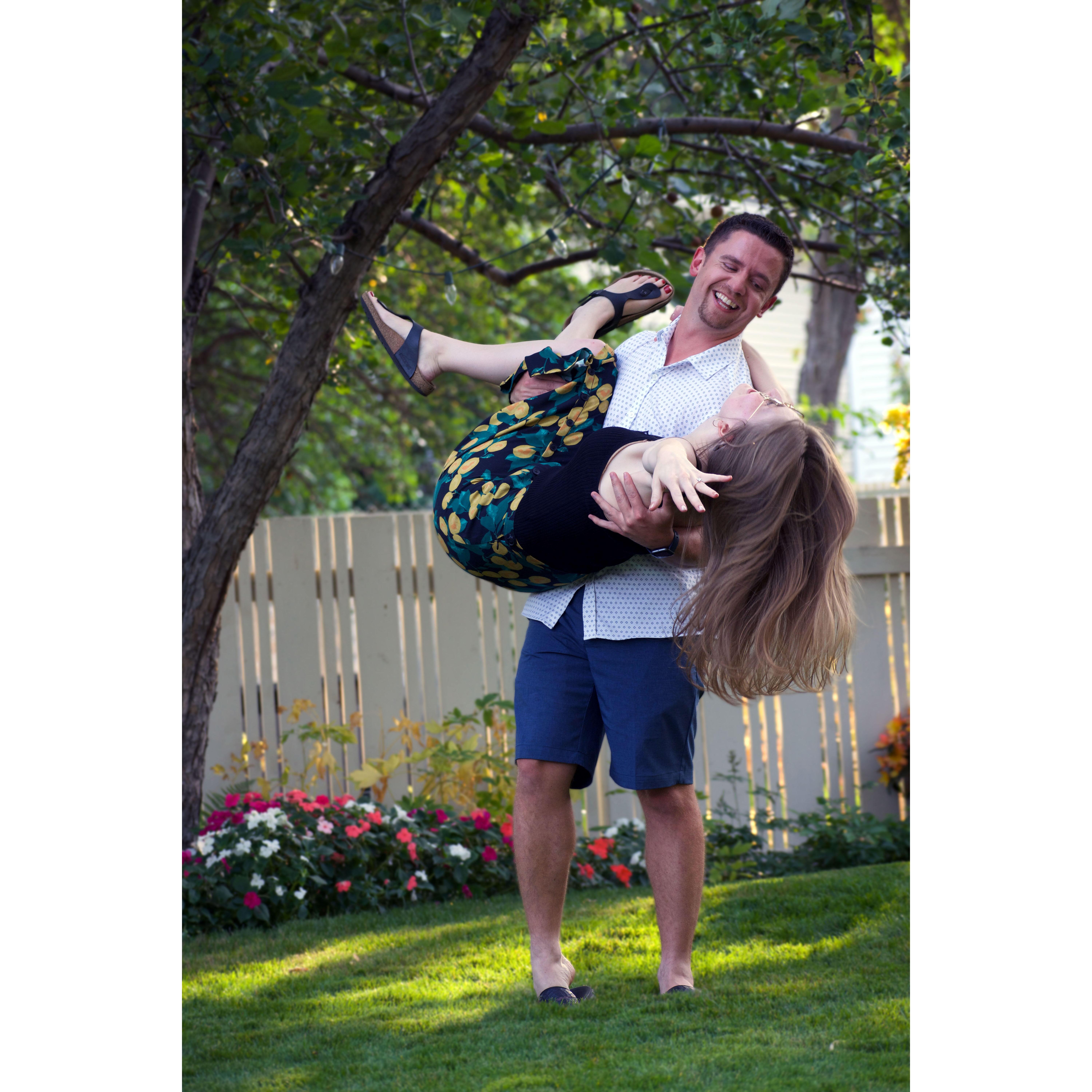 This was right after Thomas popped the question, and I said "Yes!"