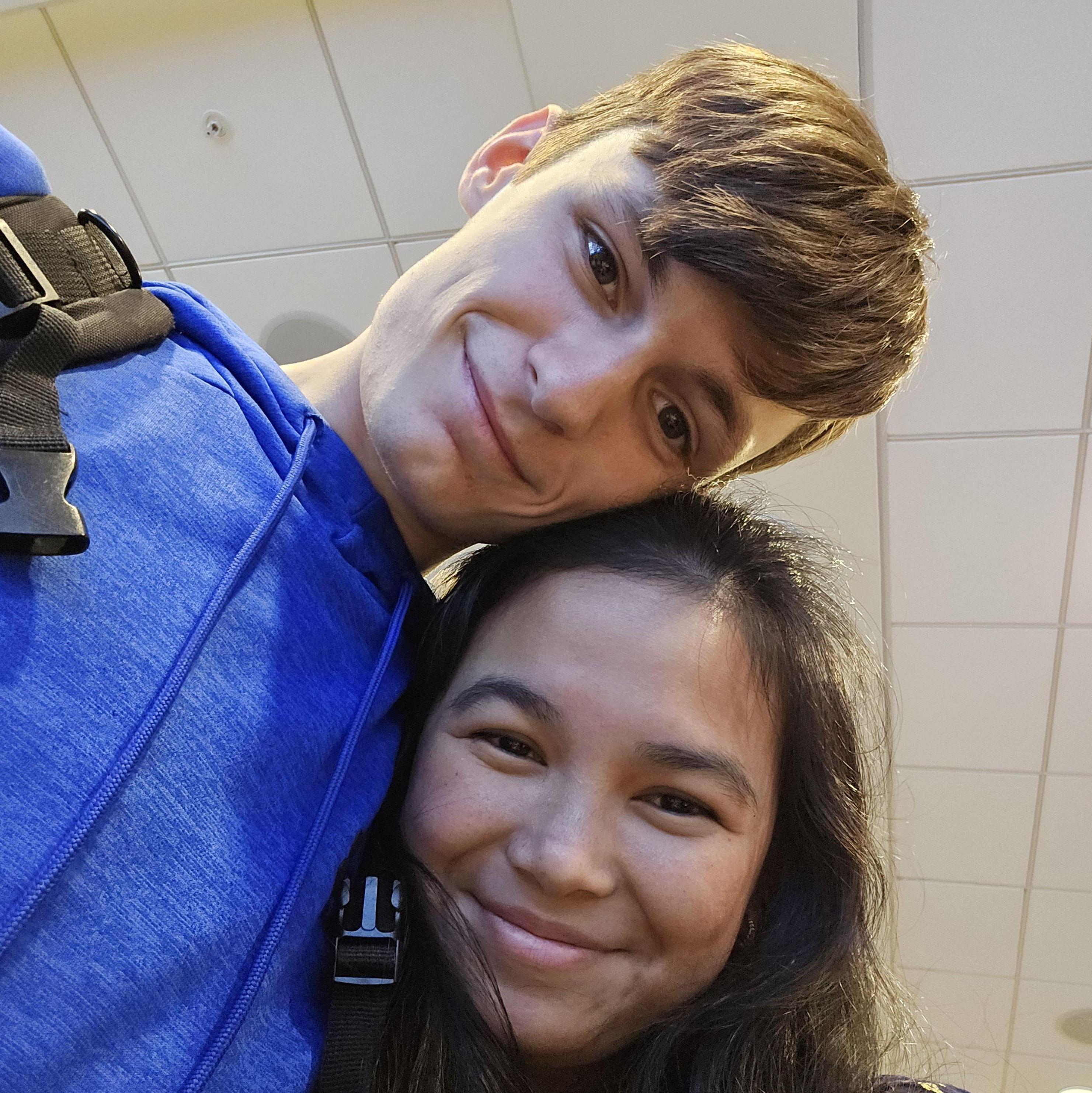 Our first long-distance goodbye, after our first week together.