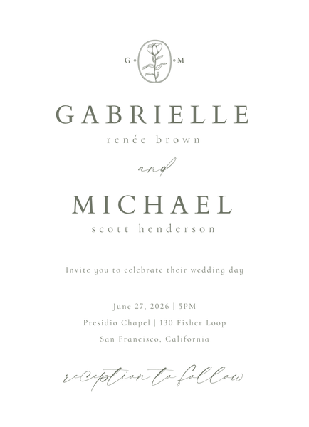 Sintra Portrait | Dark Sage | Zola Wedding Invitations