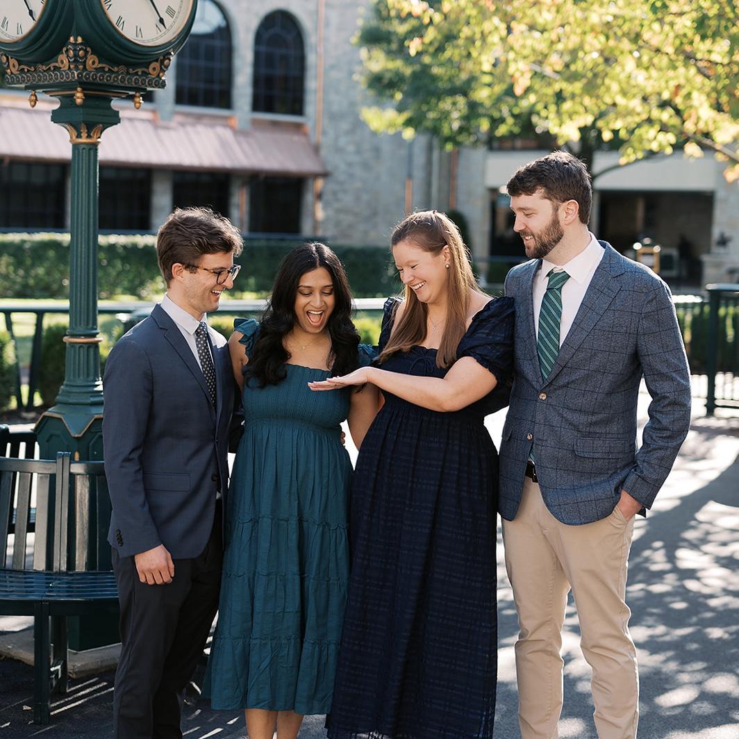 Engagement at Keeneland in Lexington, Kentucky. John surprised Kelly with her best friend Madhulika (Matron of Honor) and her husband Joseph (groomsman) right after he proposed - October 17, 2025
