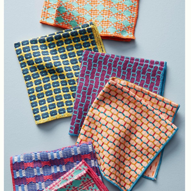 Woven Geo Jacquard Dishcloths, Set of 6