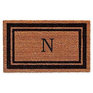 Home & More Border Monogrammed "N" 18-Inch x 30-Inch Door Mat in Black