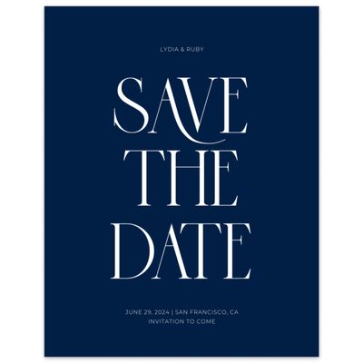 Rich Navy, Blue Wedding Digital Save the Date - Amberley Portrait