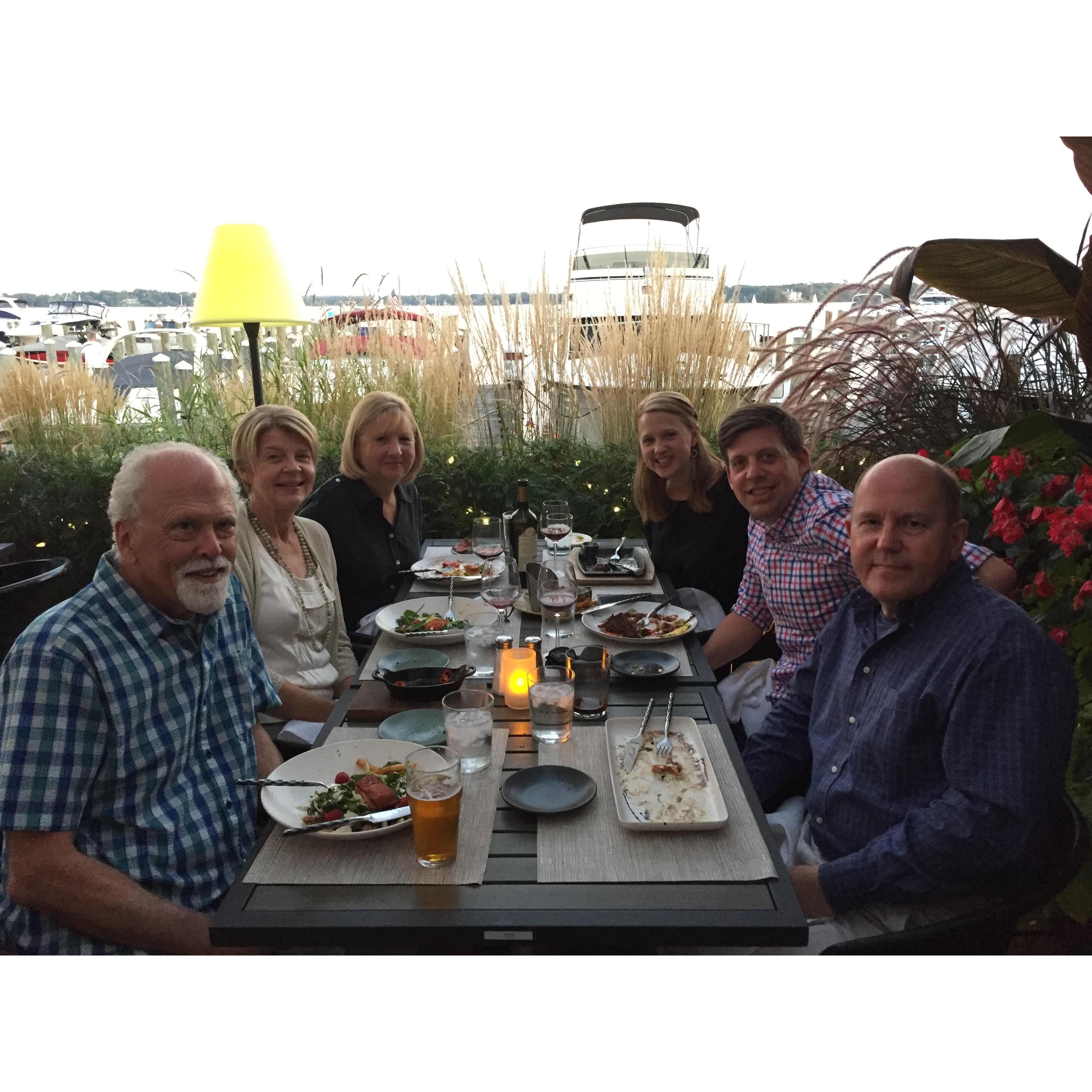 The Carmichaels and Gardeens checking out the wedding venues! Here they are celebrating the summer sun on Lake Minnetonka at 6Smith.