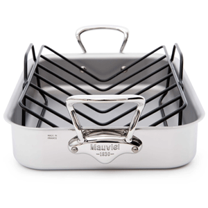 Mauviel MCook Stainless Steel Roasting Pan With Rack 1.5 mm, stainless steel handles