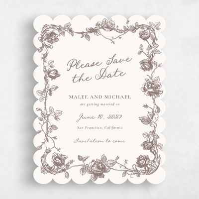 Beige Scalloped Wedding Save the Date - Spina Portrait