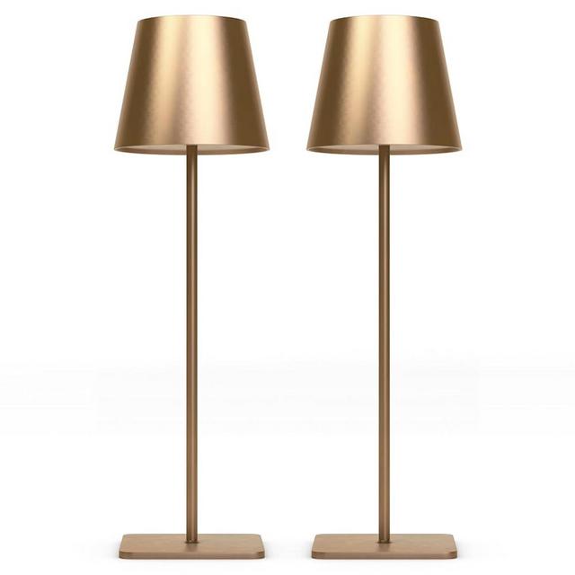 P-Maggia Cordless Table Lamps Set of 2, 3 Color Stepless Dimming, 5000mAh Rechargeable Battery Operated Lamp, Outdoor Cordless Lamp, for Dining Room, Living Room, Bedroom, Bar, Restaurant (Gold)