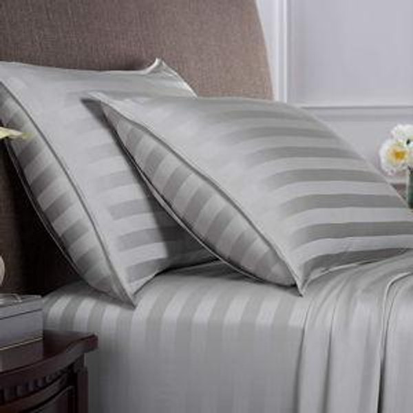 Pure Bamboo Queen Sheets, Genuine 100% Organic Viscose Derived from Bamboo Bed Sheet Set, Luxuriously Soft & Cooling, Double Stitching, Lifetime Quality (Queen, Jacquard Silver)