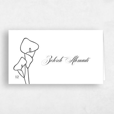 White Wedding Place Card - Calle