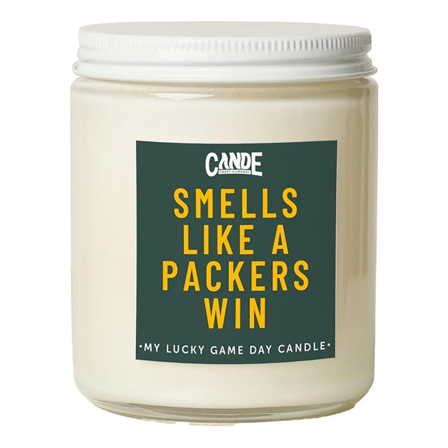 CE Craft - Smells Like A Packers Win Candle - Football Themed Candle, Gift for Dad, Gift for Son, Green Bay Gift, Green Bay Themed Candle, Gift for Him (Mahogany Teakwood)