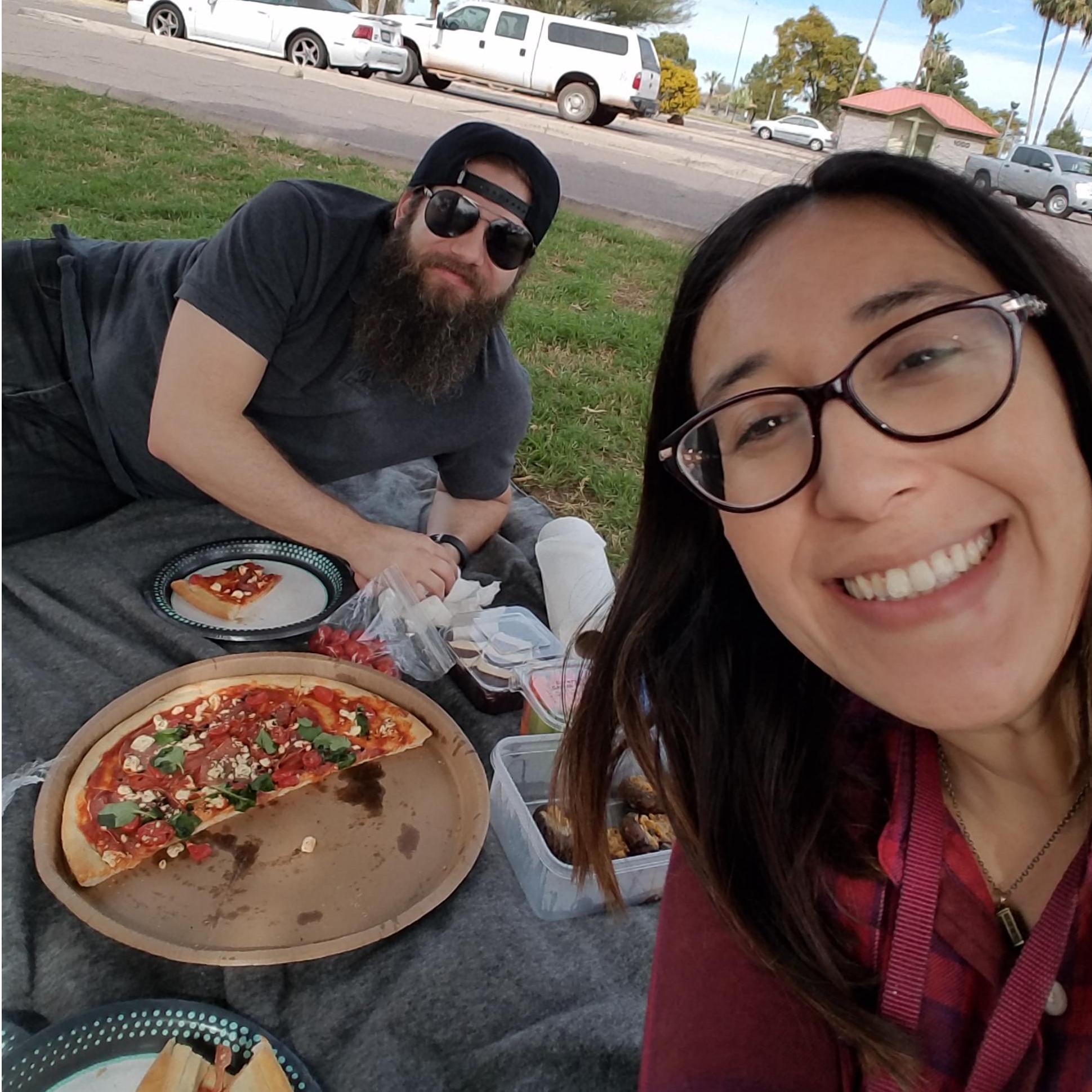 First Valentines date. At the park. On my lunch break. He cute. OH, and same park we got married at. 