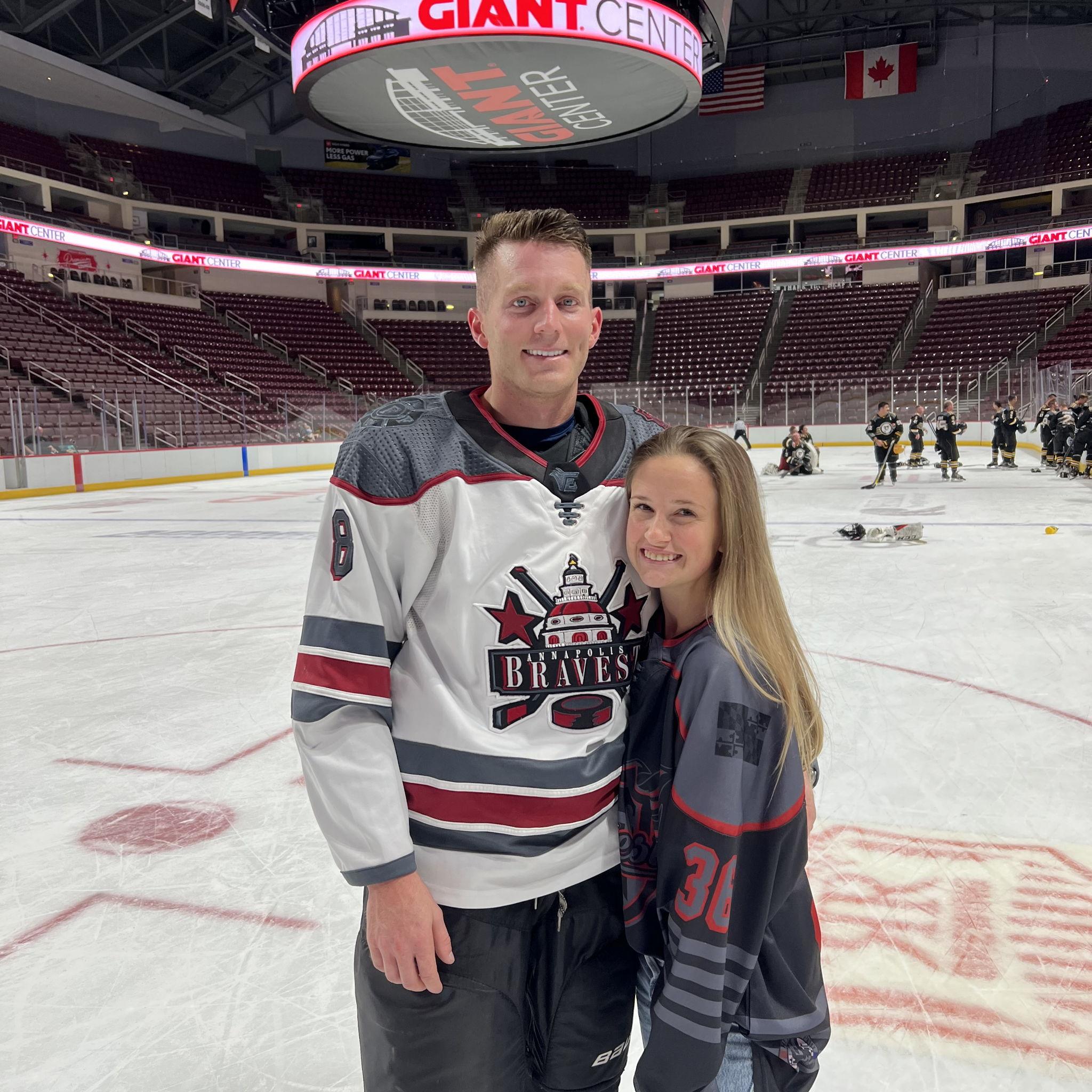 Kyle playing hockey at the Hershey's Giant Center. This was after his first and the game winning goal!