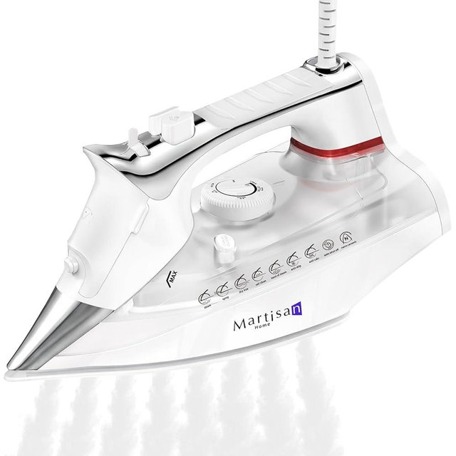 Martisan Steam Iron for clothes, 1800W, Nano Ceramic Soleplate, Dynamic Steam Burst, Precise Thermostat for All Fabrics, Auto-off, Fast Heating, Self-Clean, 4-in-1 Iron, Anti-Drip, Anti-Calc