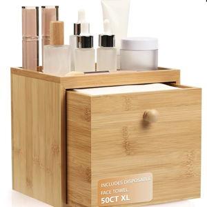 Disposable Face Towel with Bamboo Drawer Storage Box