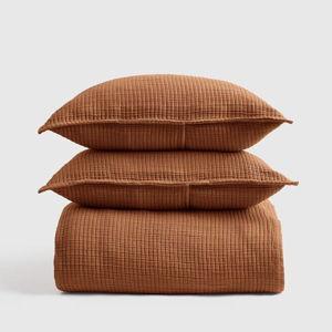 King - Organic Ribbed Cotton Coverlet Set in Terracotta