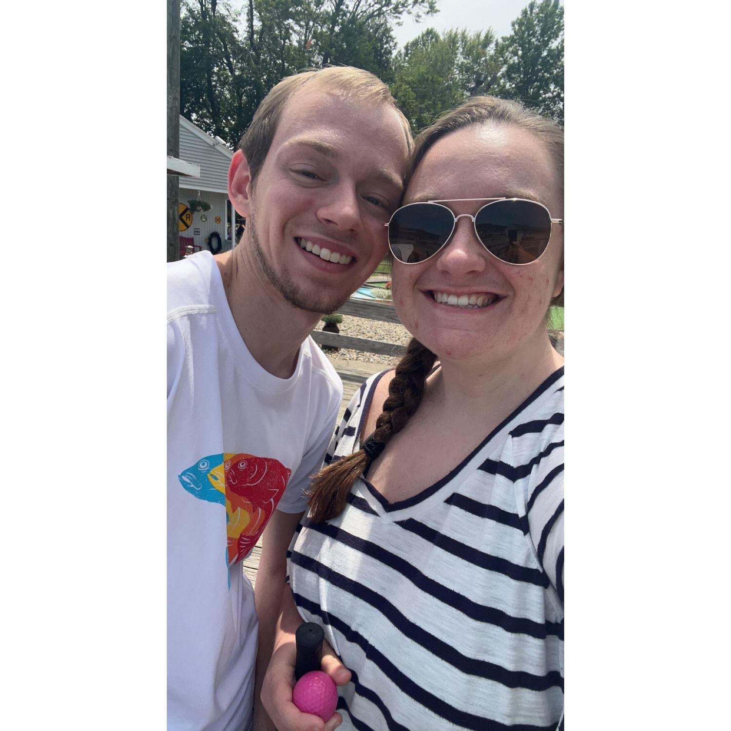 Our first trip to St. Joseph, MI. This was at the mini golf course we went to. We later ate at Silver Beach Pizza and went down to the beach.