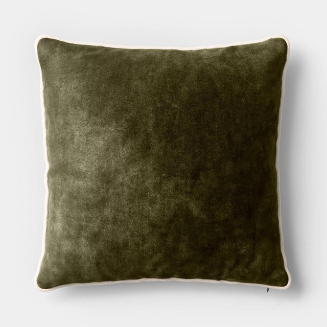 Square Cotton Velvet Throw Pillow Dark Green - Threshold™