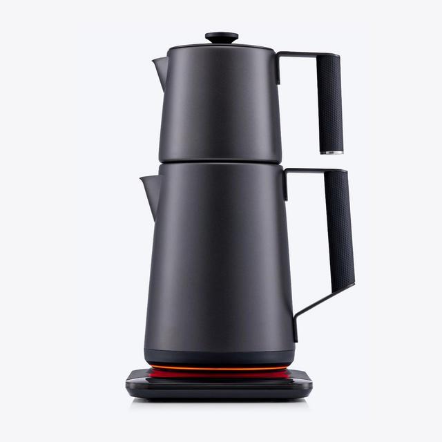TeaSmart® Black Stainless Steel Electric Tea Kettle Combo