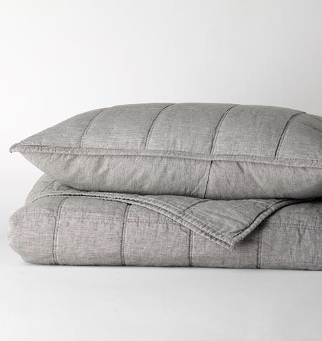 Washed Linen Quilt - Heathered Gray, King