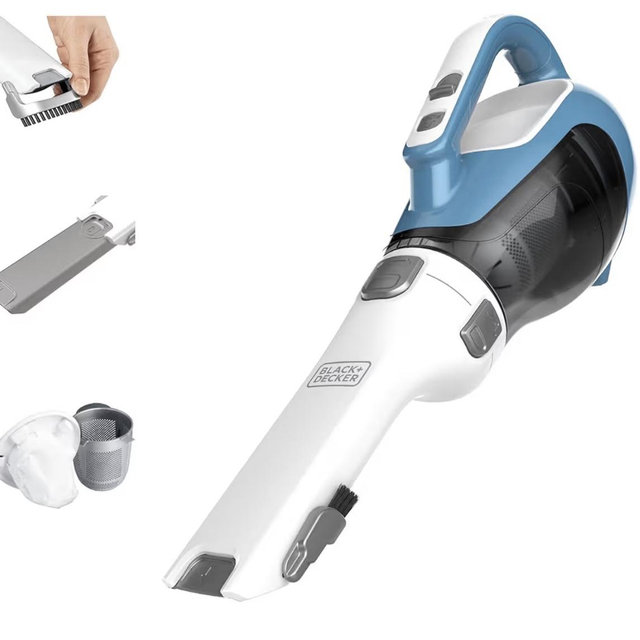 BLACK+DECKER dustbuster AdvancedClean Handheld Vacuum Cordless, Compact Home and Car Vacuum with Crevice Tool, Rotating Nozzle and Charging Station, Large Dust Bowl (CHV1410L)