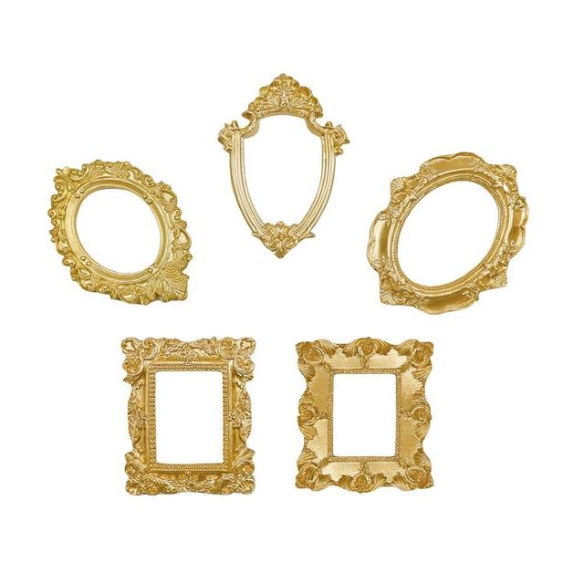 ERESGREAT Mini frames Vintage picture frames Small frames Antique picture frames Vintage gold frames Mini gold frames Jewelry Display Frame Refrigerator Magnets Photo Frame Christmas Decor(5pcs，Gold)