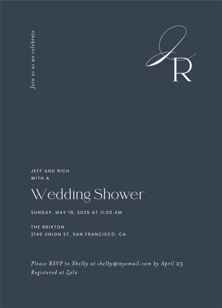 Dulce Portrait | Grayed Navy | Zola Wedding & Bridal Shower Invitations
