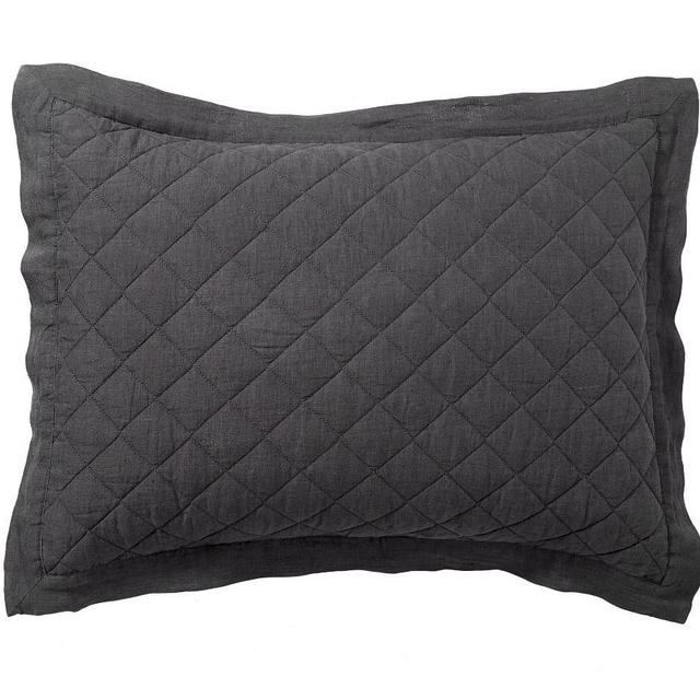 Ebony Belgian Flax Linen Diamond Sham, Standard