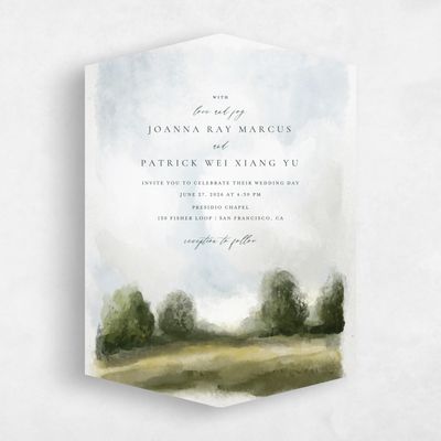 Green Diamond Wedding Invitation - Carroway Portrait