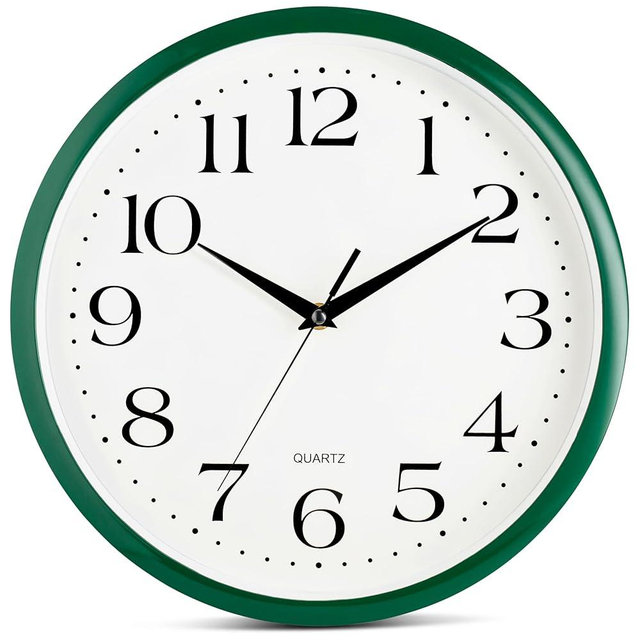 Bernhard Products Hunter Green Wall Clock Silent Non Ticking - 12 Inch Quality Quartz Battery Operated Round Easy to Read Home/Kitchen/Office/Classroom/School Clock